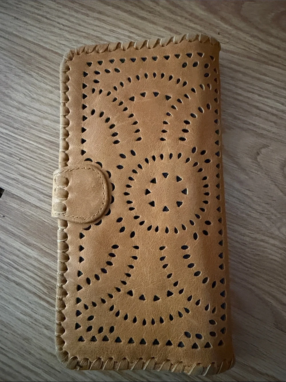 Cleobella Leather-Style Cutout Wallet - Tan